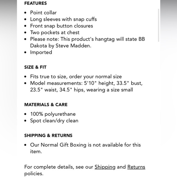 Steve Madden faux Good Measure faux leather Shirt Jacket size XS NWT - Picture 2 of 5